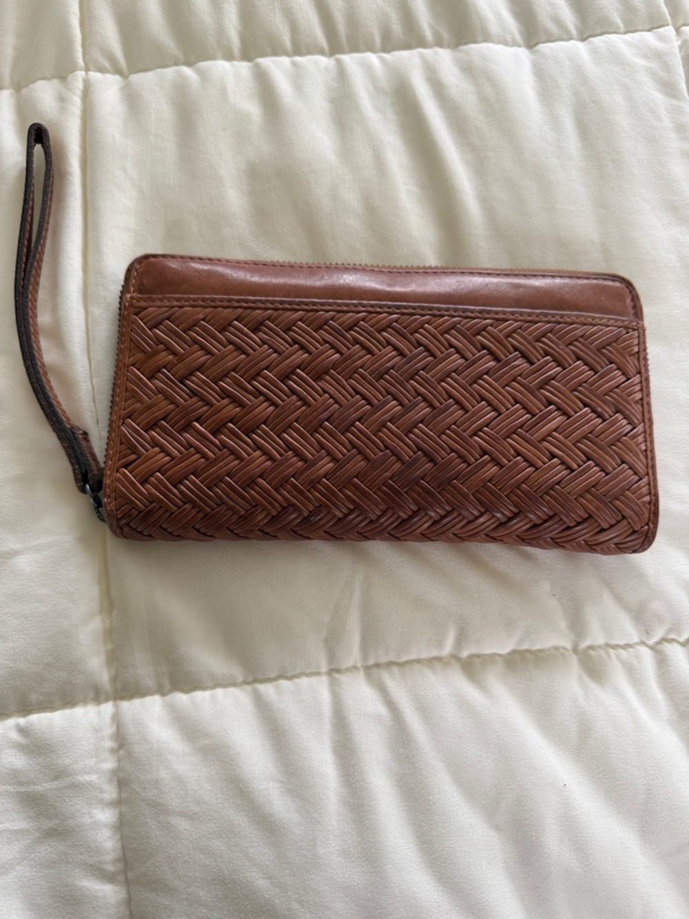 Kenneth Cole Brown Woven Leather Wristlet Clutch